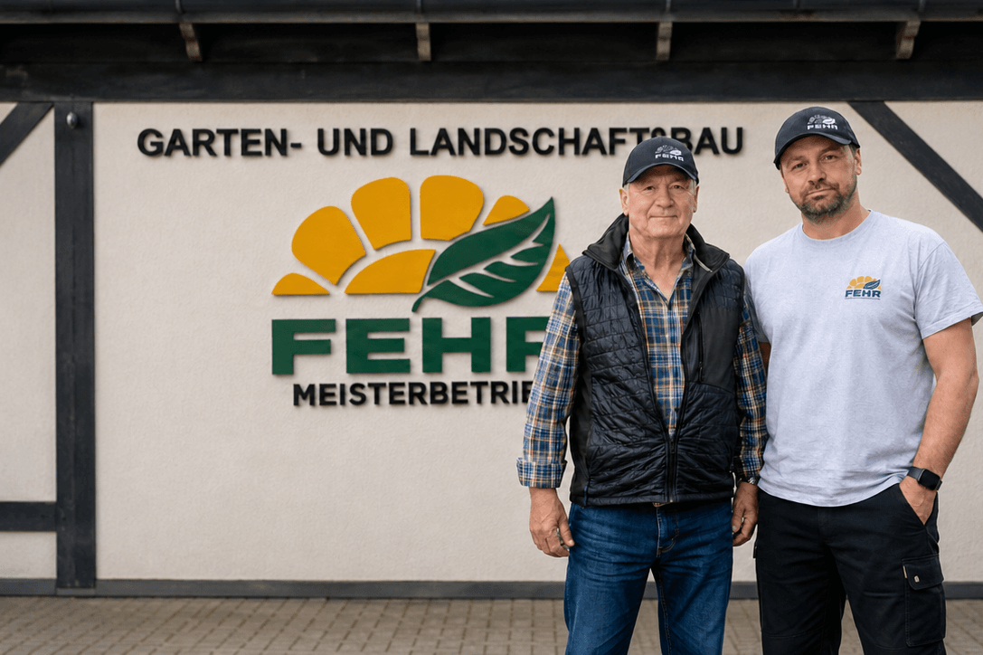 Marcel Fehr mit seinem Vater im Familienbetrieb für Garten- und Landschaftsbau in Oberstdorf
